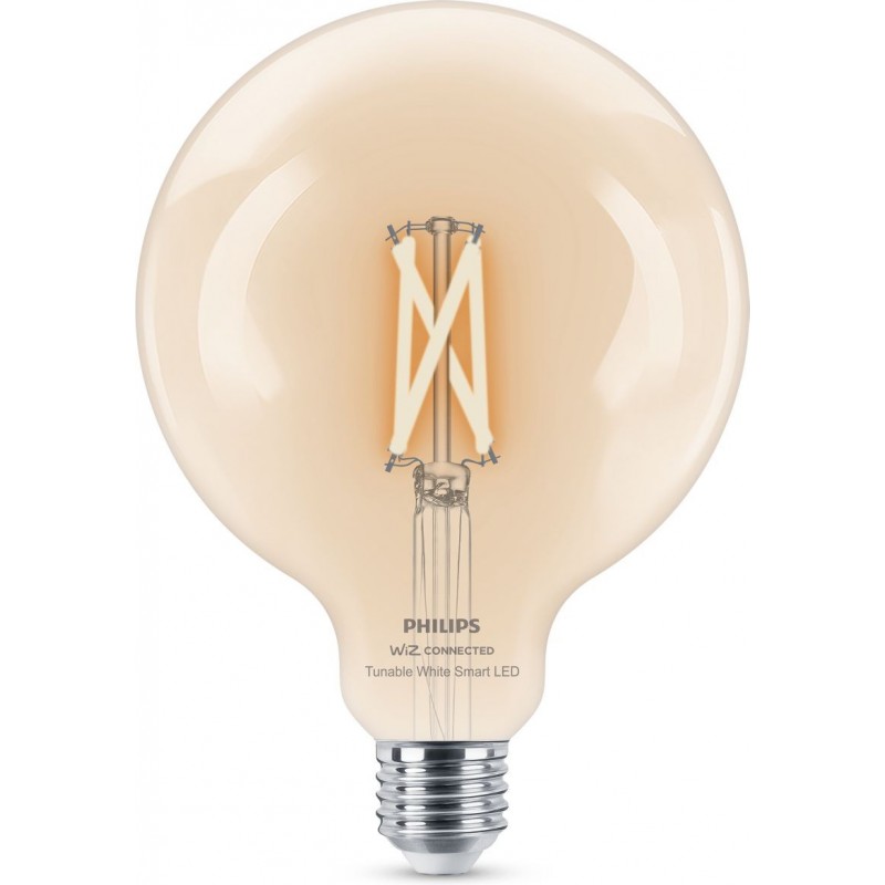 16,95 € Free Shipping | LED light bulb Philips Smart LED Wi-Fi 7W 18×13 cm. Transparent filament. Wi-Fi + Bluetooth. Control with WiZ or Voice app Vintage Style. Crystal