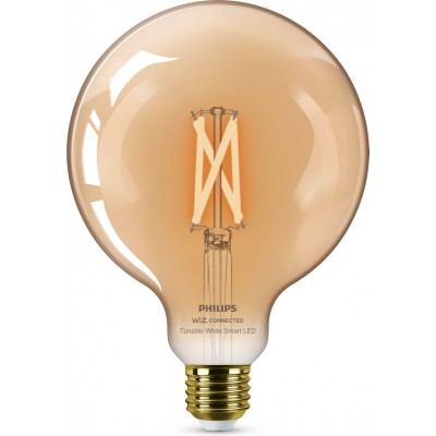 Ampoule LED Philips Smart LED Wi-Fi 7W 18×13 cm. Filament ambré. Wi-Fi + Bluetooth. Contrôle avec WiZ ou application vocale Style vintage. Cristal