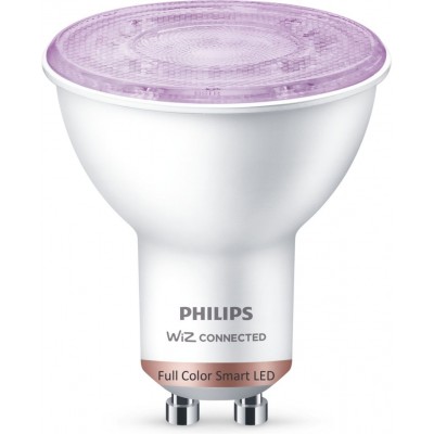 18,95 € Envío gratis | Bombilla LED Philips Smart LED Wi-Fi 4.8W 7×6 cm. Spot PAR16. Wi-Fi + Bluetooth. Control con aplicación WiZ o Voz PMMA y Policarbonato