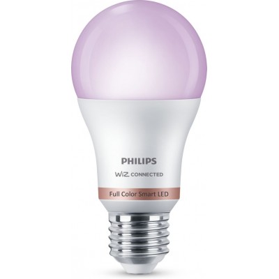34,95 € Envío gratis | Bombilla LED Philips Smart LED Wi-Fi 8W 12×7 cm. Wi-Fi + Bluetooth. Control con aplicación WiZ o Voz PMMA y Policarbonato