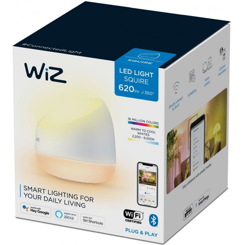 66,95 € Free Shipping | Table lamp WiZ Luminaria WiZ 9W Cylindrical Shape Ø 13 cm. Portable lamp. Wi-Fi + Bluetooth Living room, bedroom and store. Modern and sophisticated Style. Pmma and polycarbonate. White Color
