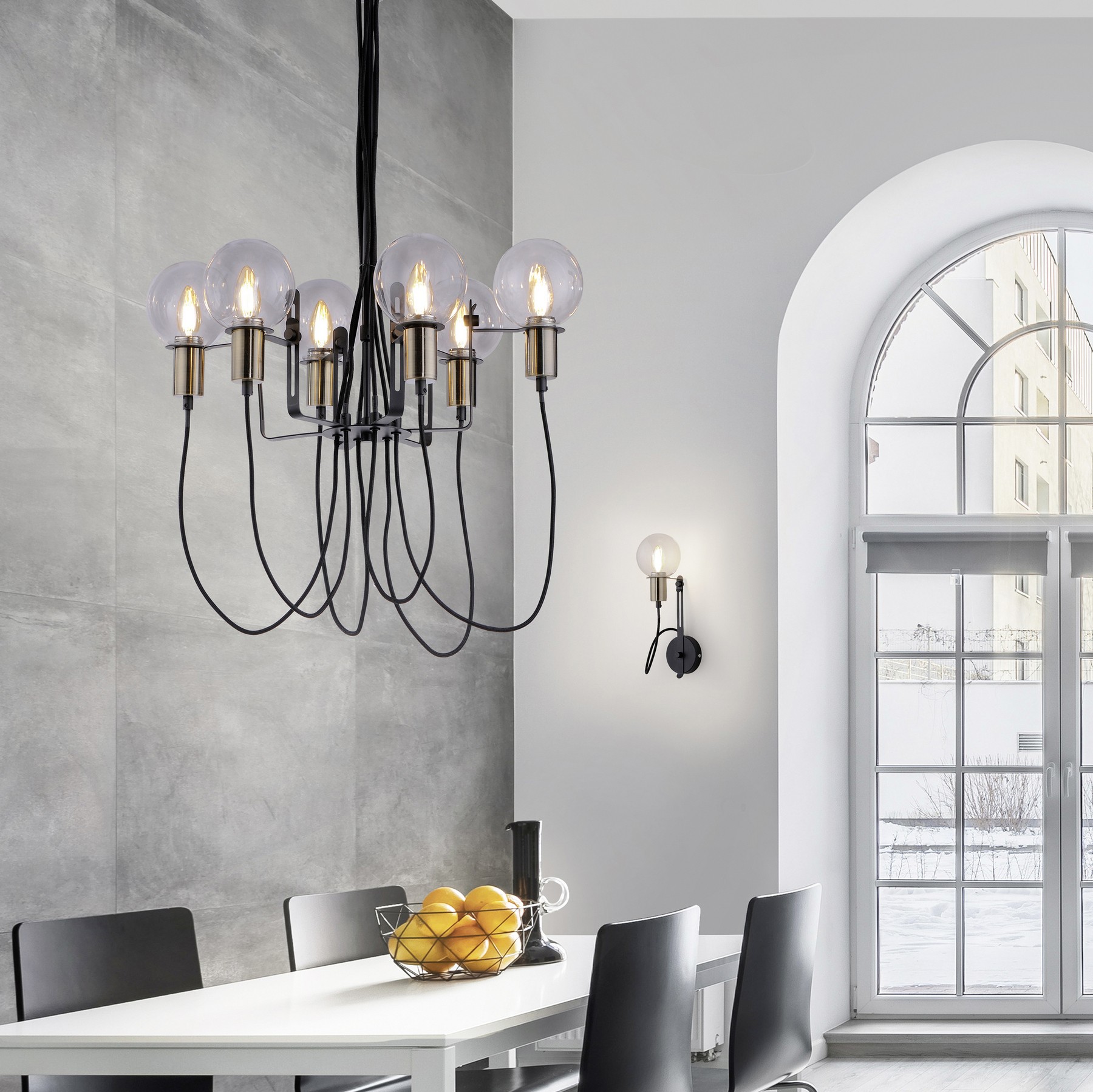 125,95 € Envio grátis | Lustre Trio Nacho Ø 61 cm. Altura ajustável Metais. Cor preto