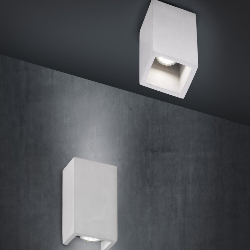 41,95 € Free Shipping | Indoor wall light Trio Cube 15×10 cm. Living room and bedroom. Modern Style. Concrete. Gray Color
