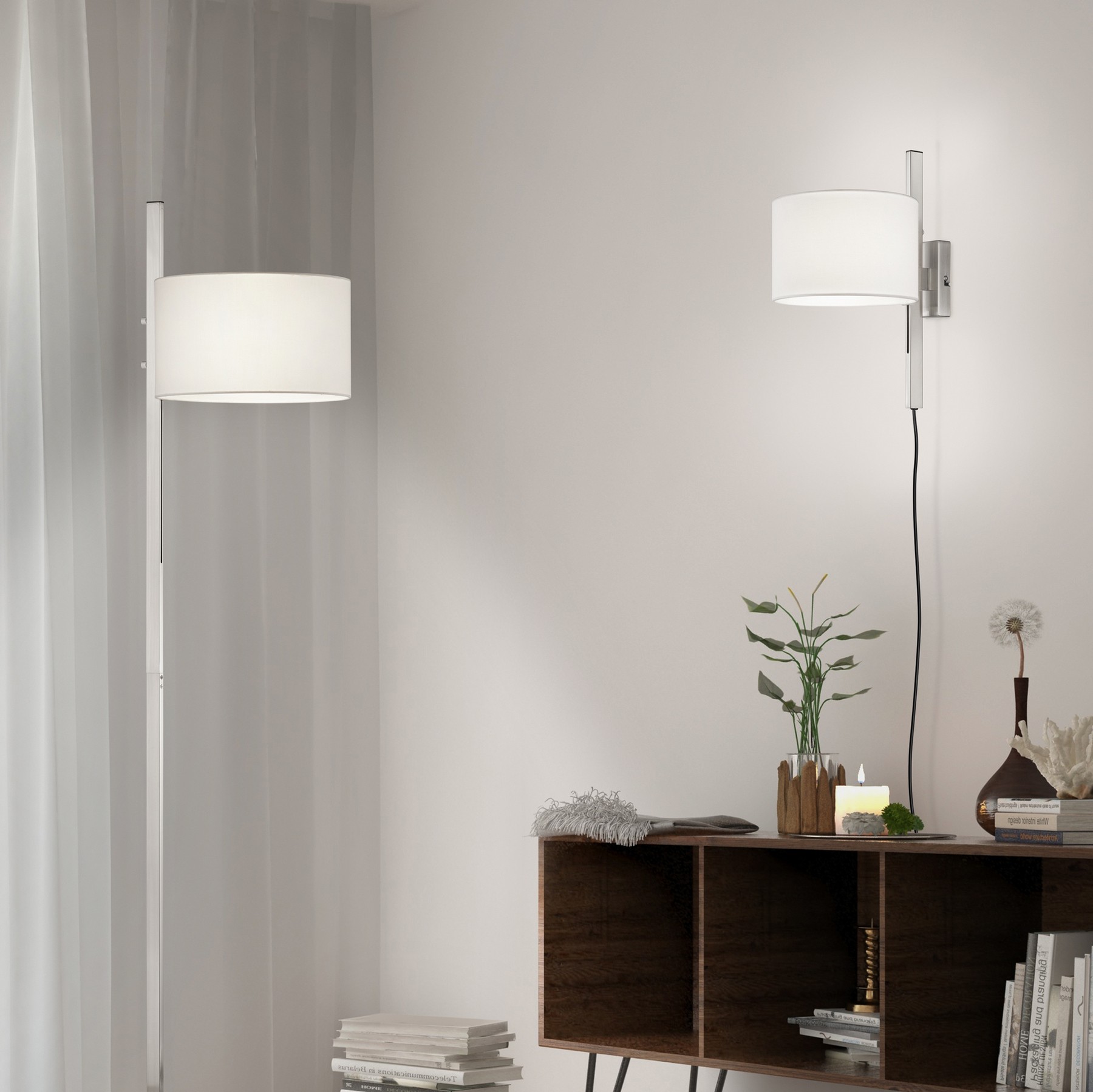49,95 € Envío gratis | Aplique de pared interior Trio Arcor 40×22 cm. Metal. Color níquel mate