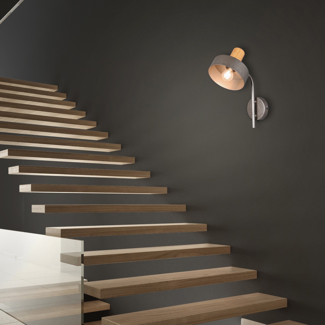 49,95 € Kostenloser Versand | Innenwandleuchte Trio Gaya 32×15 cm. Metall. Altes nickel Farbe