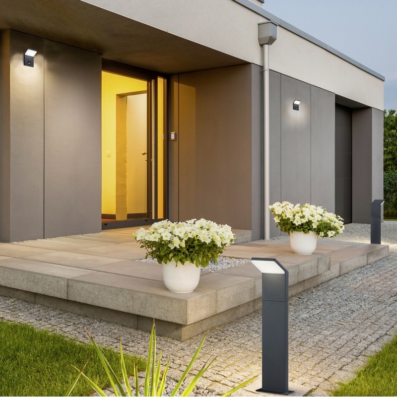 109,95 € Free Shipping | Outdoor wall light Trio Pearl 9W 3000K Warm light. 16×11 cm. Integrated LED. Motion sensor Terrace and garden. Modern Style. Cast aluminum. Anthracite Color