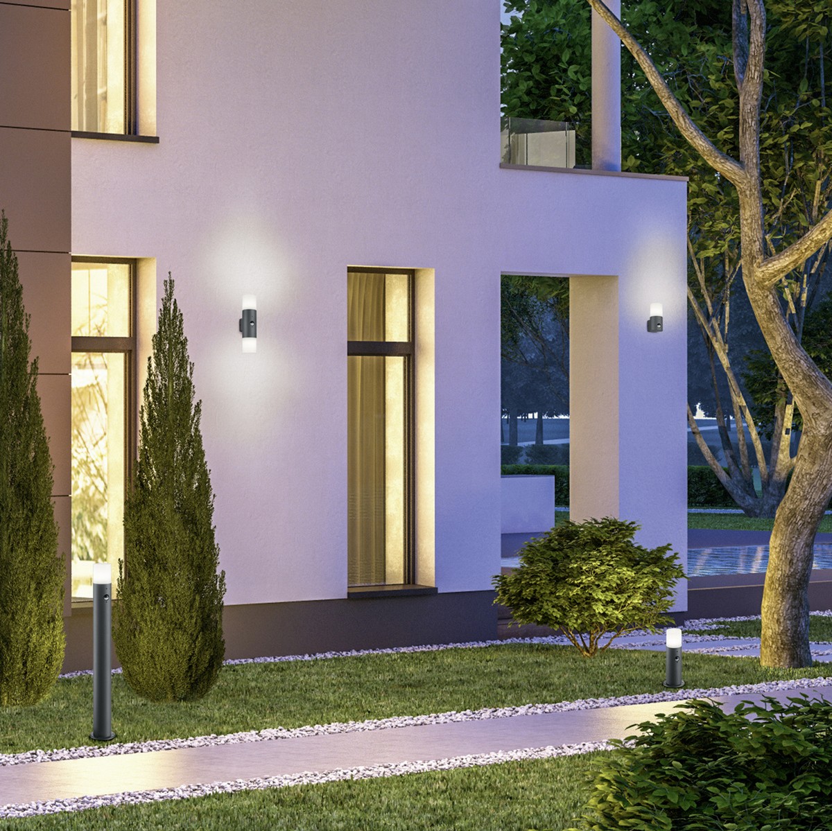 45,95 € Free Shipping | Outdoor wall light Trio Hoosic 18×9 cm. Motion sensor Cast aluminum. Anthracite Color
