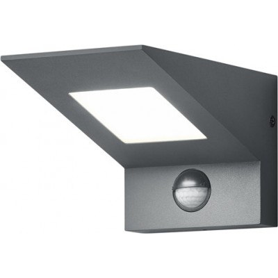 Aplique de parede ao ar livre Trio Nelson 8W 3000K Luz quente. 10×10 cm. LED integrado Sensor de Movimento Alumínio fundido. Cor antracite