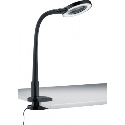 Desk lamp Trio Lupo 5W 3500K Neutral light. Ø 13 cm. Clamp lamp with magnifying glass. 3x magnification lens. Integrated LED. Flexible Living room, bedroom and office. Modern Style. Plastic and Polycarbonate. Black Color