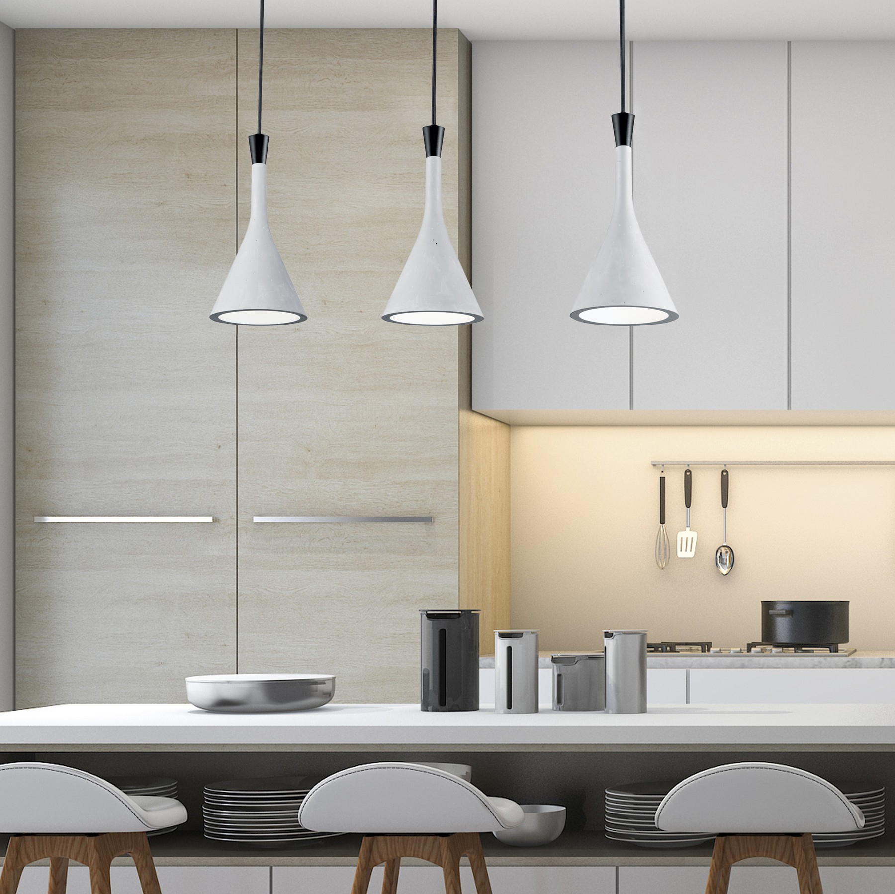 88,95 € Envoi gratuit | Lampe à suspension Trio Roddik 150×80 cm. Plastique et polycarbonate. Couleur gris