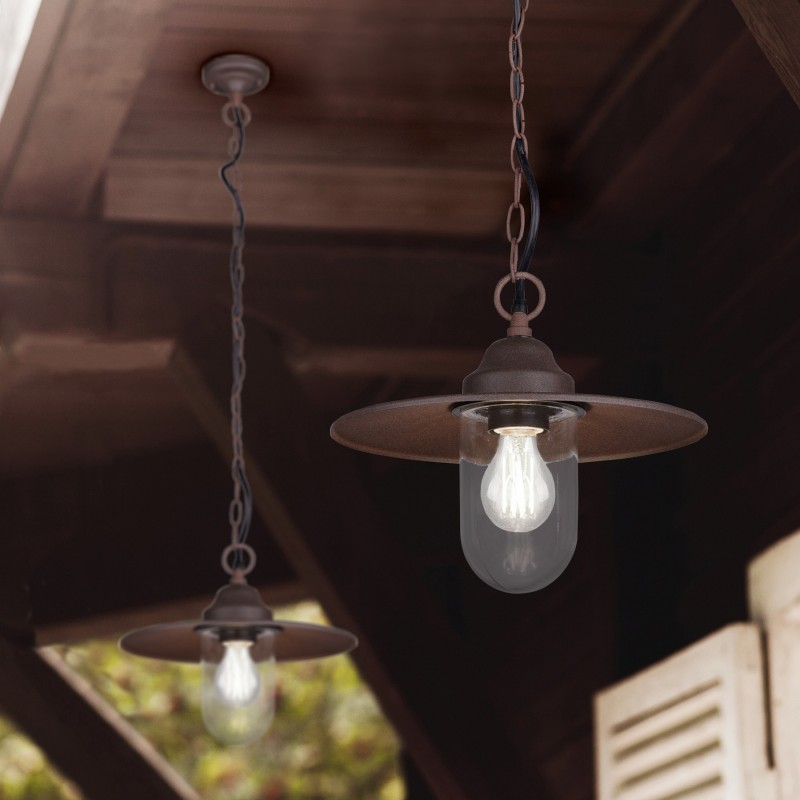 56,95 € Free Shipping | Outdoor lamp Trio Brenta Ø 30 cm. Hanging lamp Terrace and garden. Vintage Style. Cast aluminum. Oxide Color