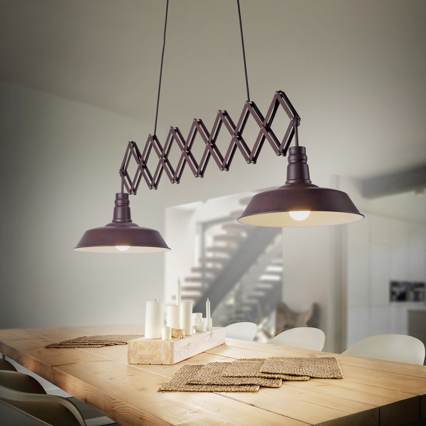 96,95 € Kostenloser Versand | Hängelampe Trio Detroit 187×150 cm. Metall. Oxid Farbe