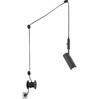 Hanging lamp Trio Carla Ø 6 cm. Adjustable height Living room and bedroom. Modern Style. Metal casting. Black Color