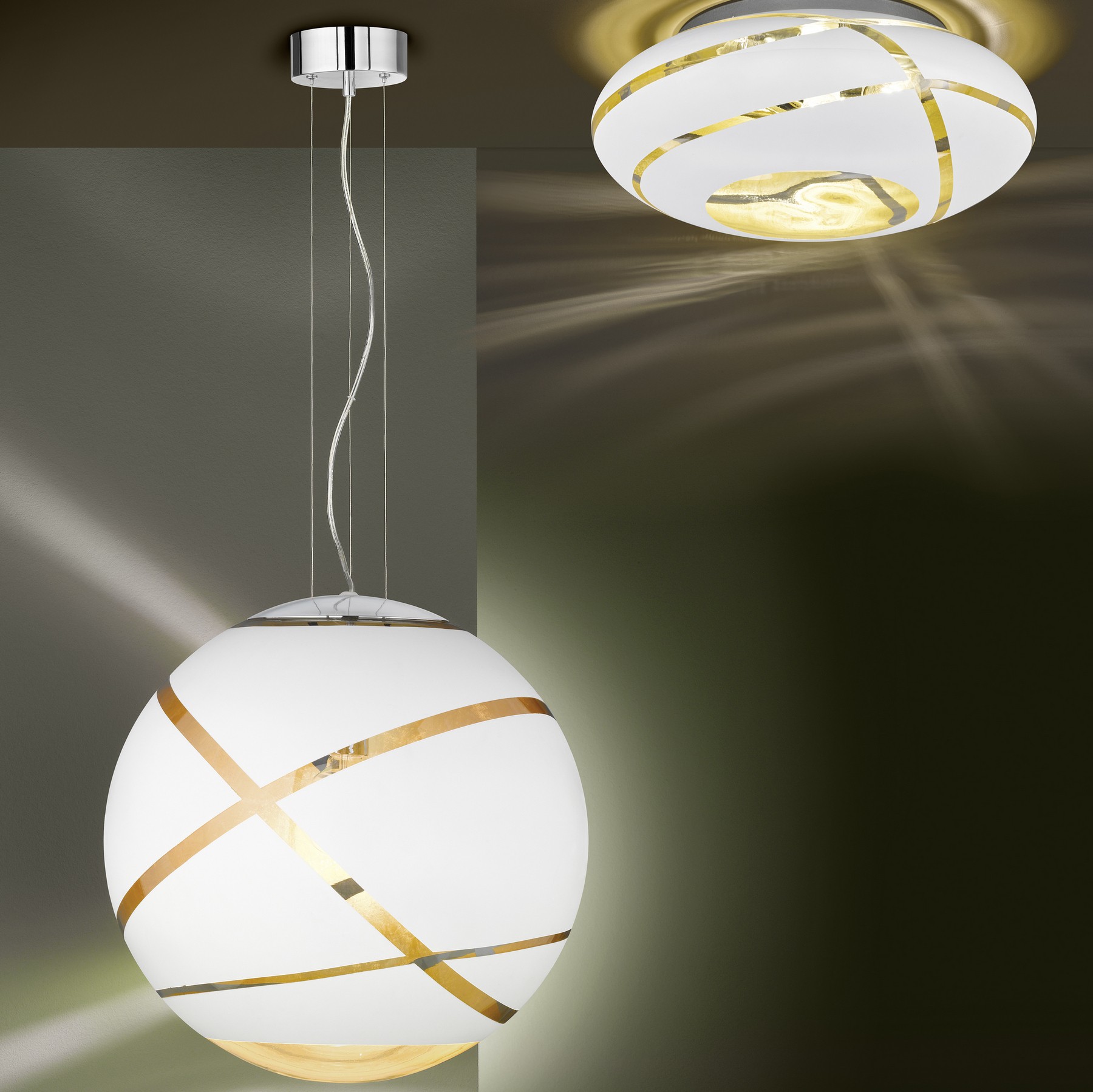 229,95 € Envio grátis | Lâmpada pendurada Trio Faro Ø 50 cm. Metais. Cor cromado