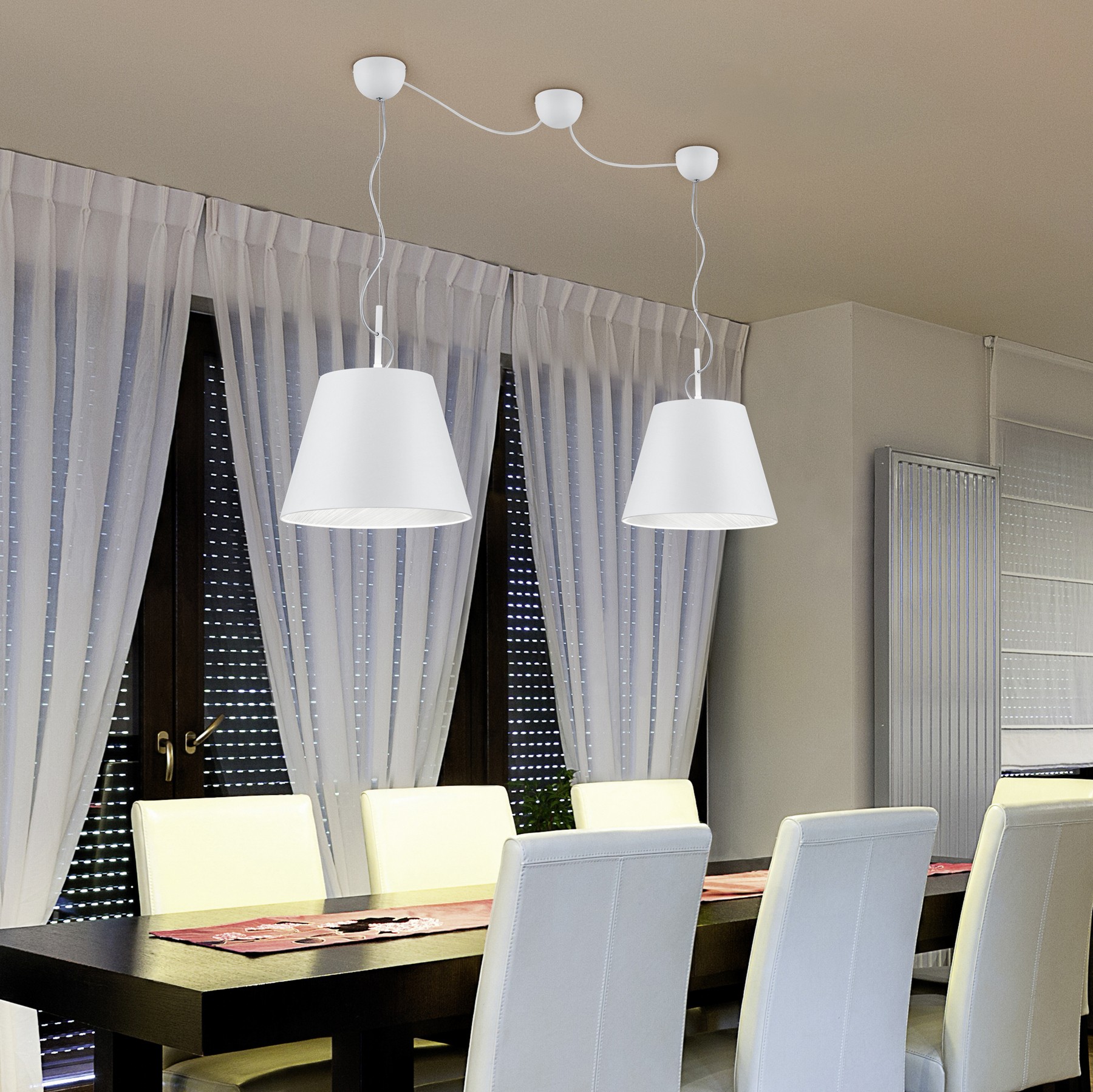 67,95 € Envio grátis | Lâmpada pendurada Trio Andreus 235×150 cm. Metais. Cor branco