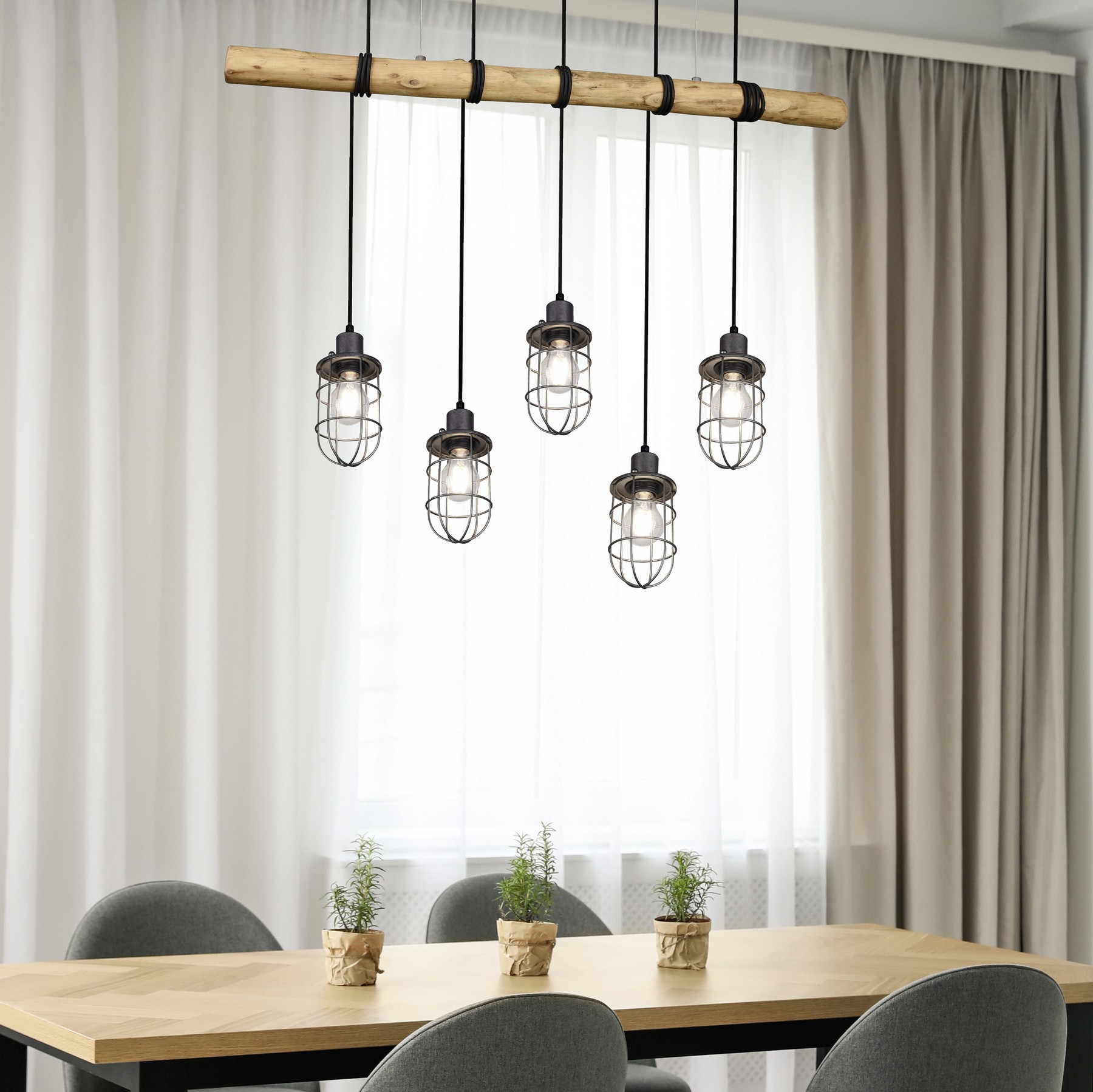 178,95 € Envio grátis | Lâmpada pendurada Trio Forester 207×100 cm. Metais. Cor níquel velho