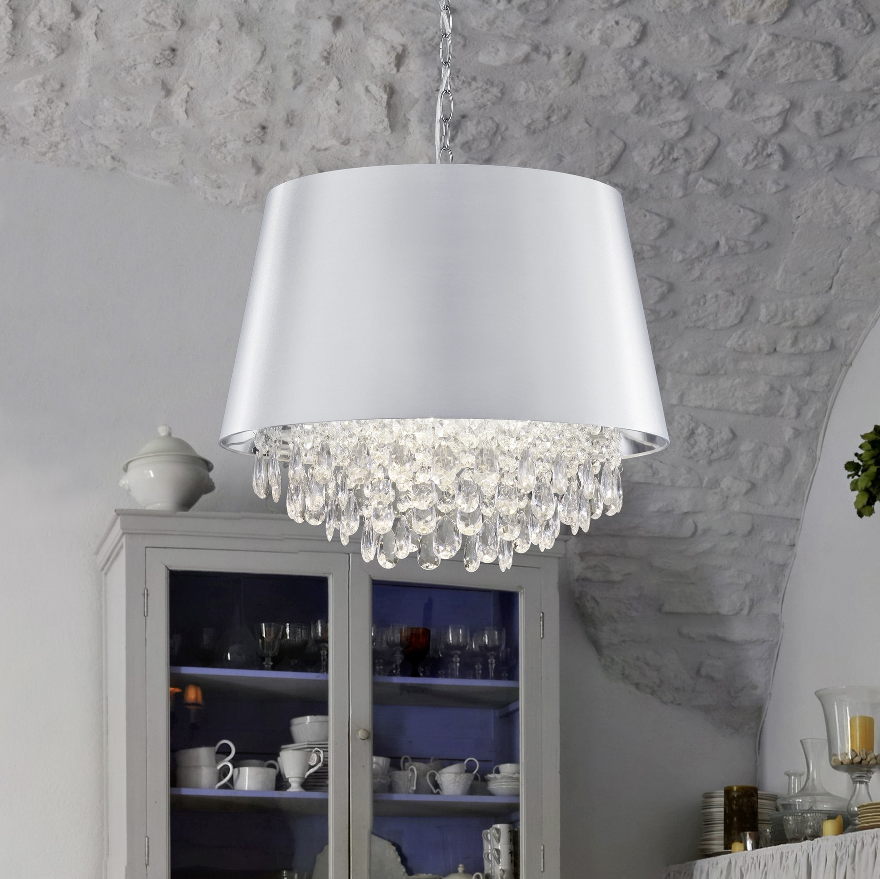 85,95 € Бесплатная доставка | Подвесной светильник Trio Loreley Ø 50 cm. Металл. Покрытый хром Цвет
