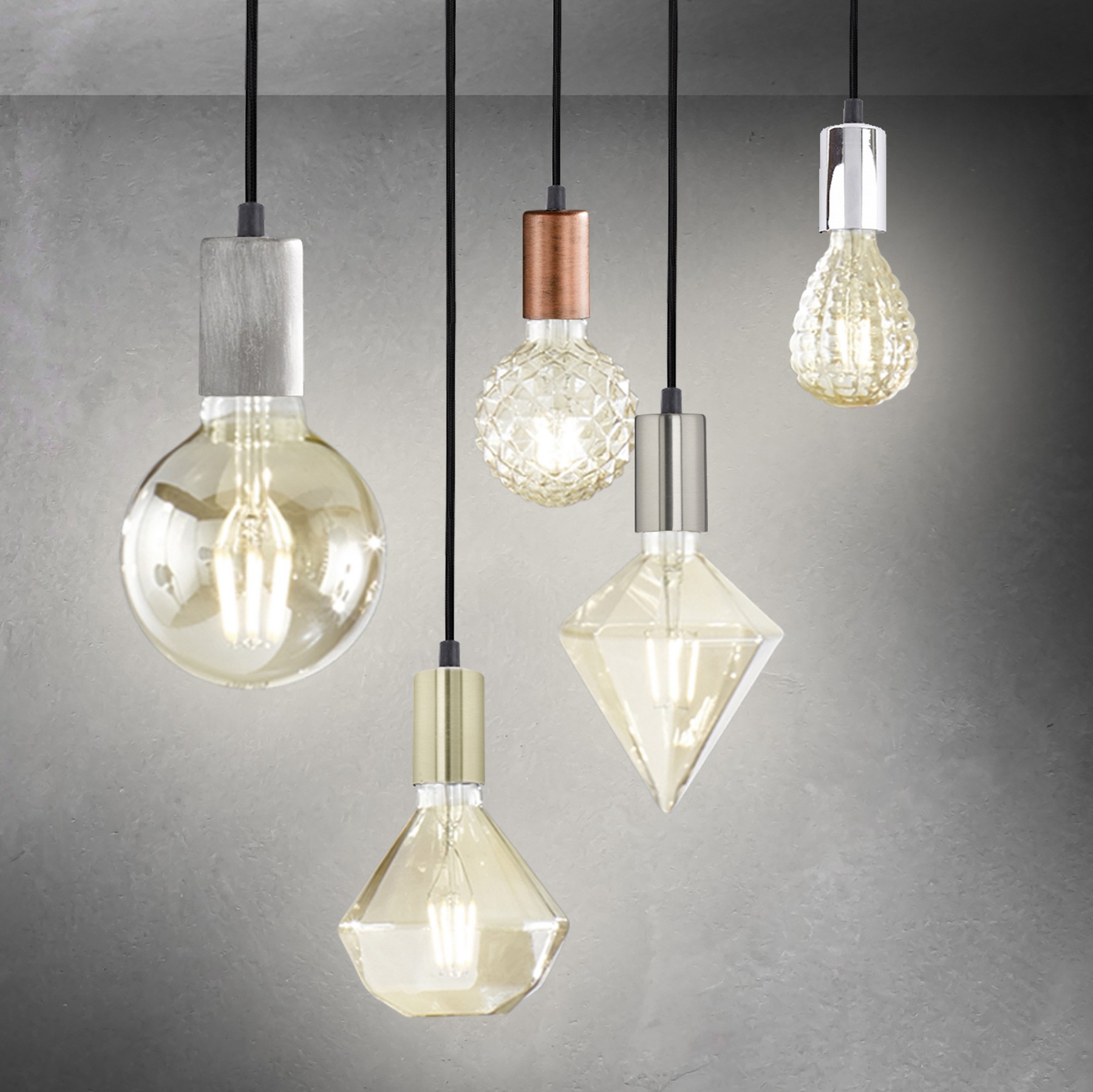 11,95 € Free Shipping | Hanging lamp Trio Cord Ø 12 cm. Metal casting. Matt nickel Color