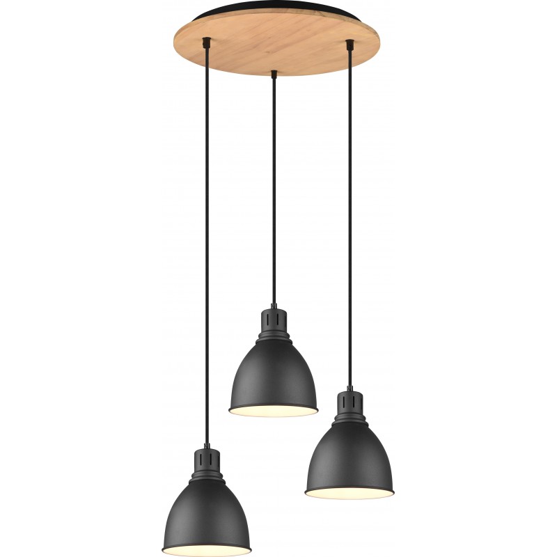 143,95 € Free Shipping | Hanging lamp Trio Henley Ø 40 cm. Living room and bedroom. Vintage Style. Metal casting. Black Color