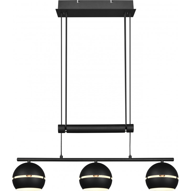 164,95 € Free Shipping | Hanging lamp Trio Fletcher 150×75 cm. Adjustable height Living room and bedroom. Modern Style. Metal casting. Black Color