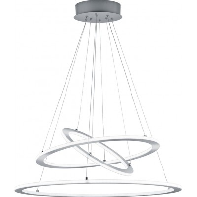 377,95 € Free Shipping | Hanging lamp Trio Durban 75W 3000K Warm light. Ø 80 cm. Integrated LED Living room and bedroom. Modern Style. Metal casting. Matt nickel Color