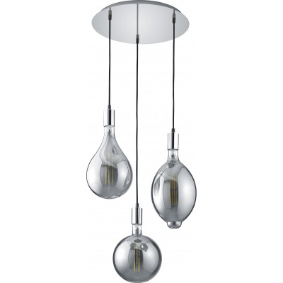 Hanging lamp Trio Ginster 8W 2700K Very warm light. Ø 40 cm. Replaceable LED Living room and bedroom. Modern Style. Metal casting. Plated chrome Color