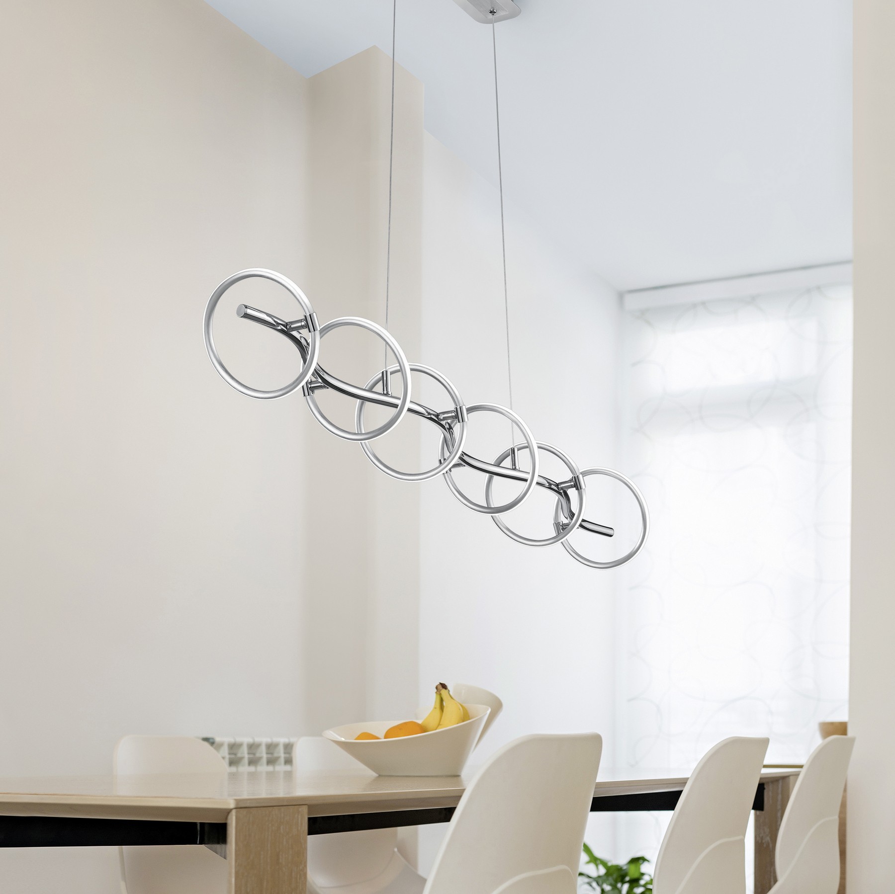107,95 € Envio grátis | Lâmpada pendurada Trio Olympus 4W 3000K Luz quente. 150×115 cm. LED reguláveis. Luz direcional Metais. Cor cromado