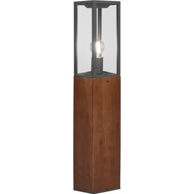 Luminous beacon Trio Garonne 14×14 cm. Vertical pole luminaire Terrace and garden. Modern Style. Wood. Brown Color
