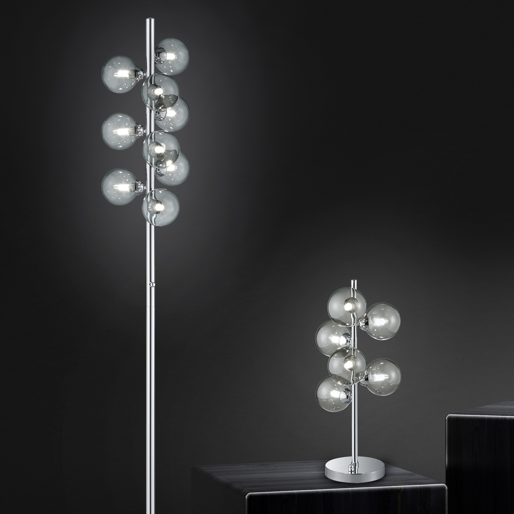 199,95 € Kostenloser Versand | Stehlampe Trio Alicia Ø 25 cm. Metall. Überzogenes chrom Farbe