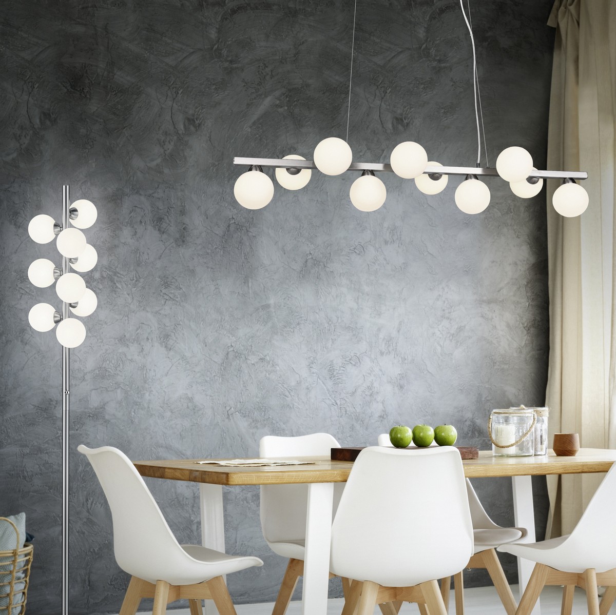 118,95 € Envoi gratuit | Lampadaire Trio Alicia Ø 25 cm. Métal. Couleur nickel mat