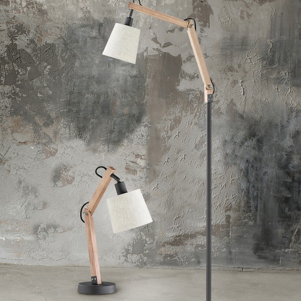 55,95 € Kostenloser Versand | Stehlampe Trio Janko 160×23 cm. Holz. Braun Farbe