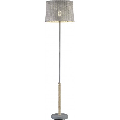 Lampada da pavimento Trio Rotin Ø 39 cm. Soggiorno e camera da letto. Stile rustico. Metallo. Colore grigio