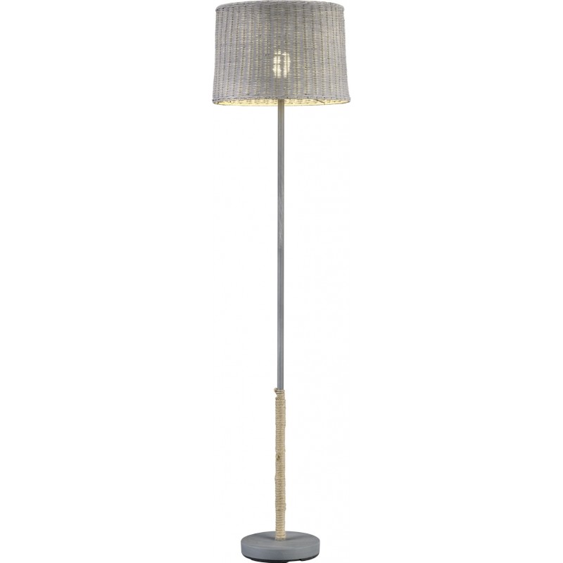 58,95 € Free Shipping | Floor lamp Trio Rotin Ø 39 cm. Living room and bedroom. Rustic Style. Metal casting. Gray Color