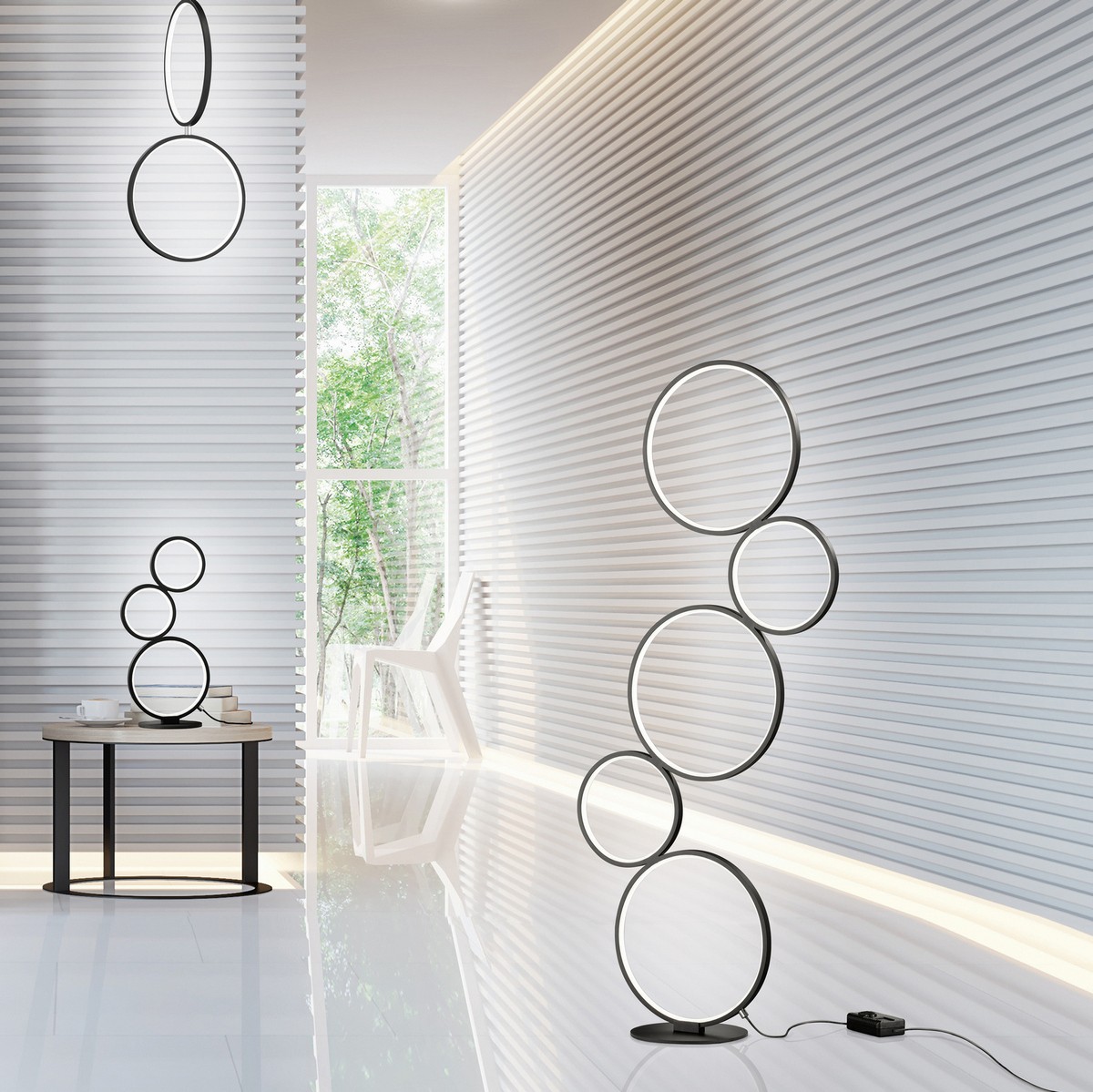 197,95 € Envío gratis | Lámpara de pie Trio Rondo 36W 3000K Luz cálida. 115×47 cm. LED regulable Metal. Color negro