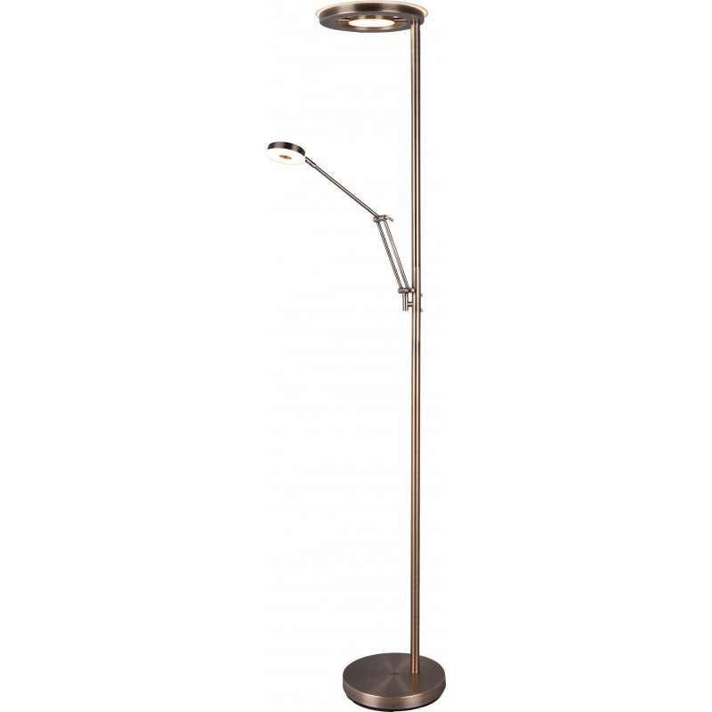 218,95 € Free Shipping | Floor lamp Trio Barrie 32W Ø 30 cm. White LED with adjustable color temperature. Directional light Living room and bedroom. Modern Style. Metal casting. Old copper Color