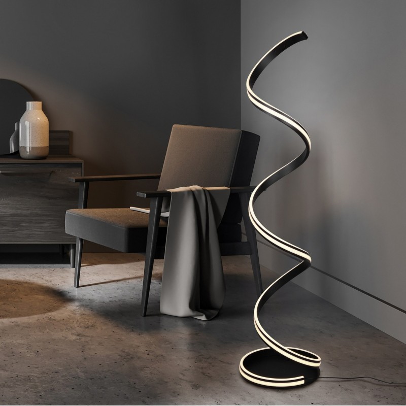284,95 € Free Shipping | Floor lamp Trio Yara 34W Ø 35 cm. White LED with adjustable color temperature Living room and bedroom. Modern Style. Metal casting. Black Color