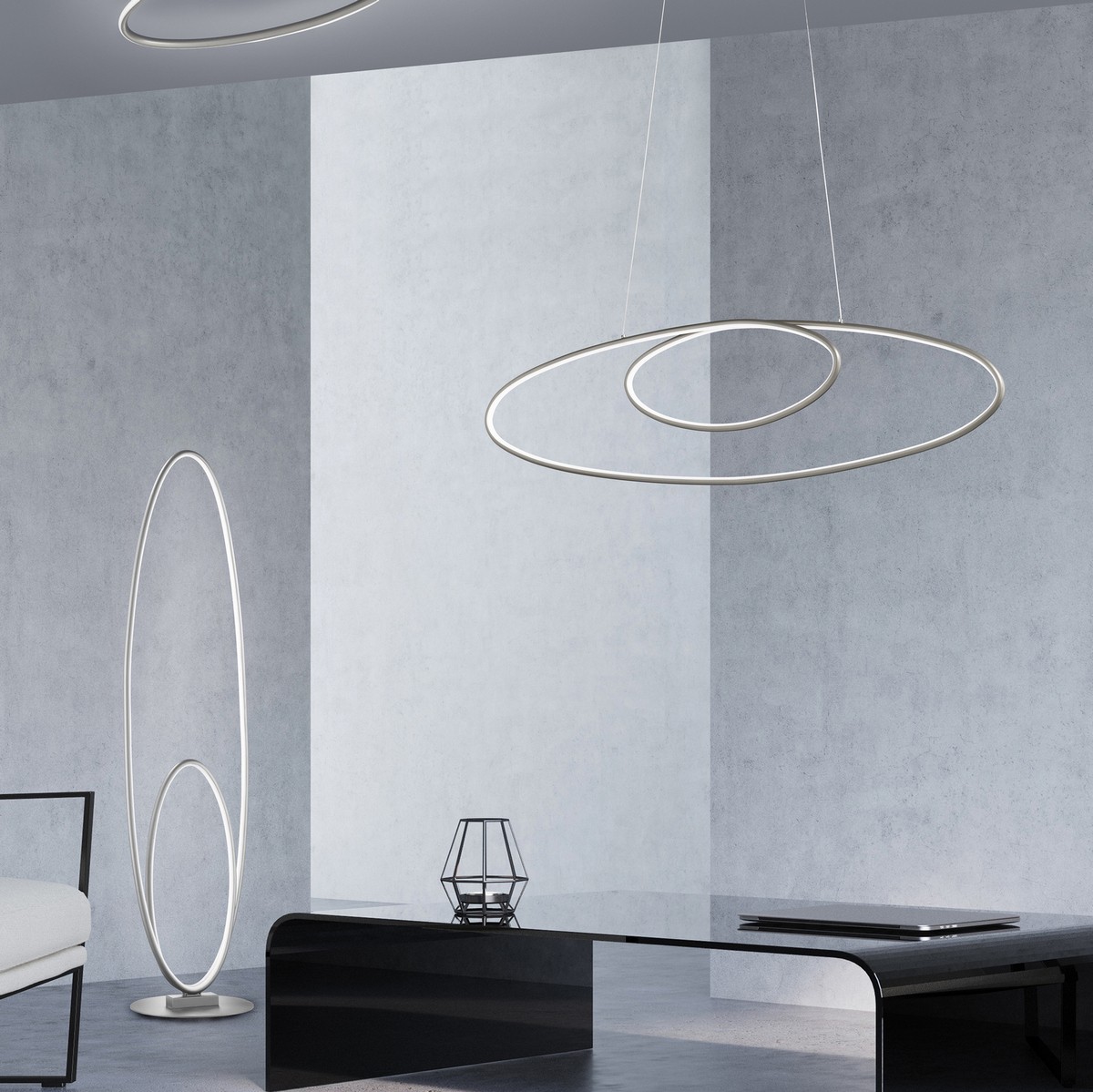 83,95 € Envoi gratuit | Lampadaire Trio Avus 35W 3000K Lumière chaude. 112×29 cm. LED intégrée Métal. Couleur nickel mat