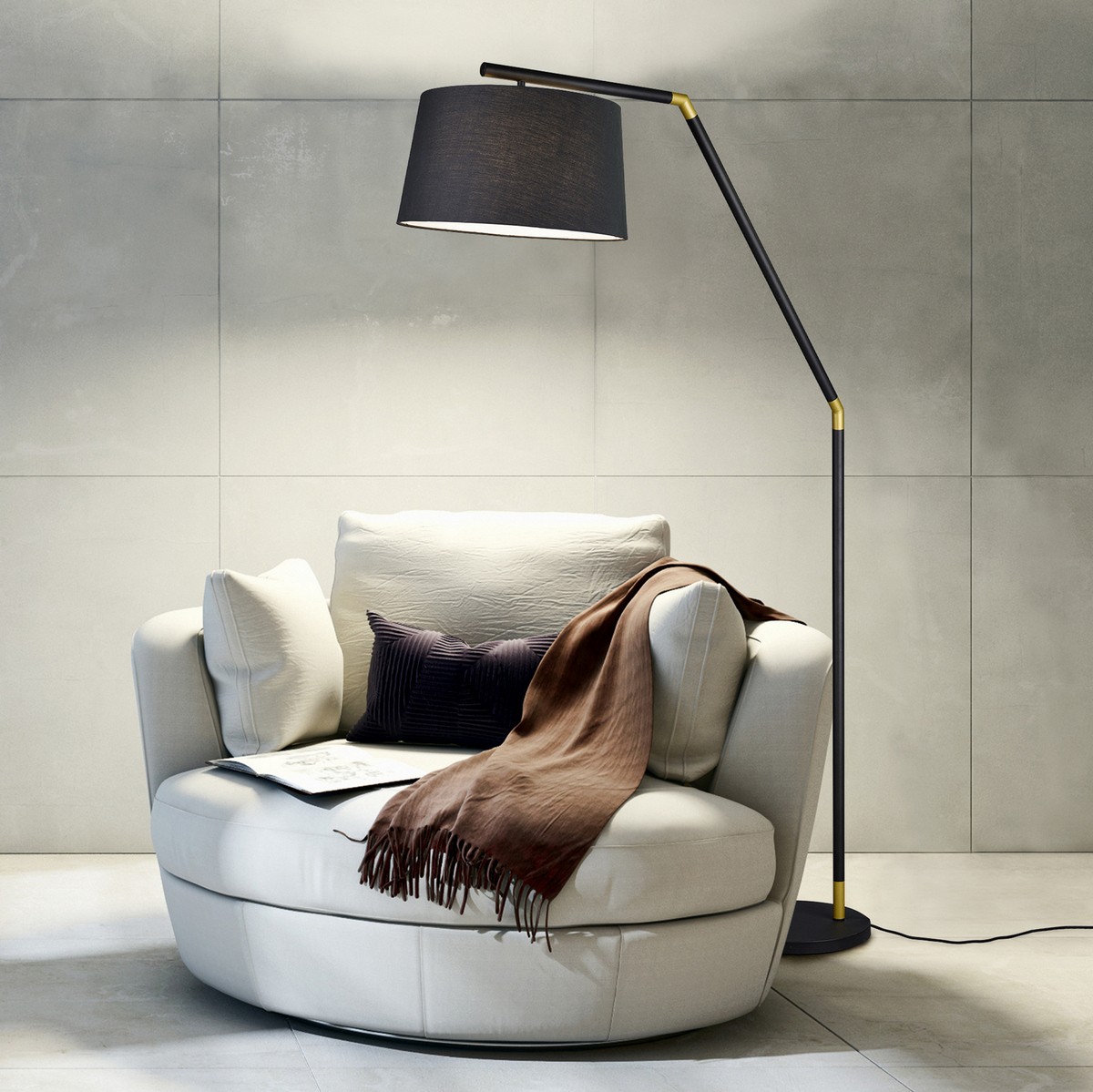 139,95 € Free Shipping | Floor lamp Trio Tracy 175×40 cm. Metal casting. Black Color