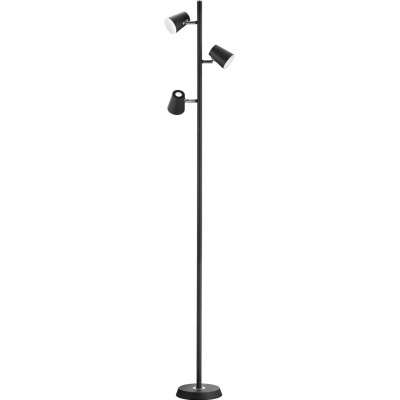 Lampadaire Trio Narcos 4.8W 3000K Lumière chaude. 154×28 cm. LED intégrée. Fonction tactile Salle et chambre. Style moderne. Coulée de métal. Couleur noir
