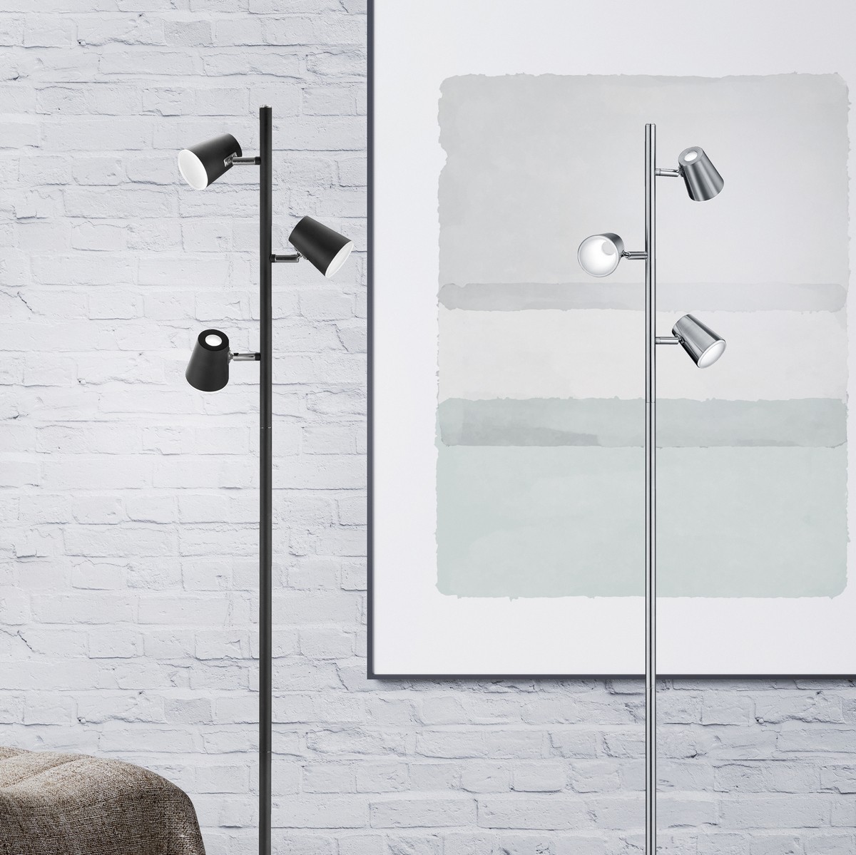 134,95 € Envoi gratuit | Lampadaire Trio Narcos 4.8W 3000K Lumière chaude. 154×28 cm. LED intégrée. Fonction tactile Métal. Couleur noir