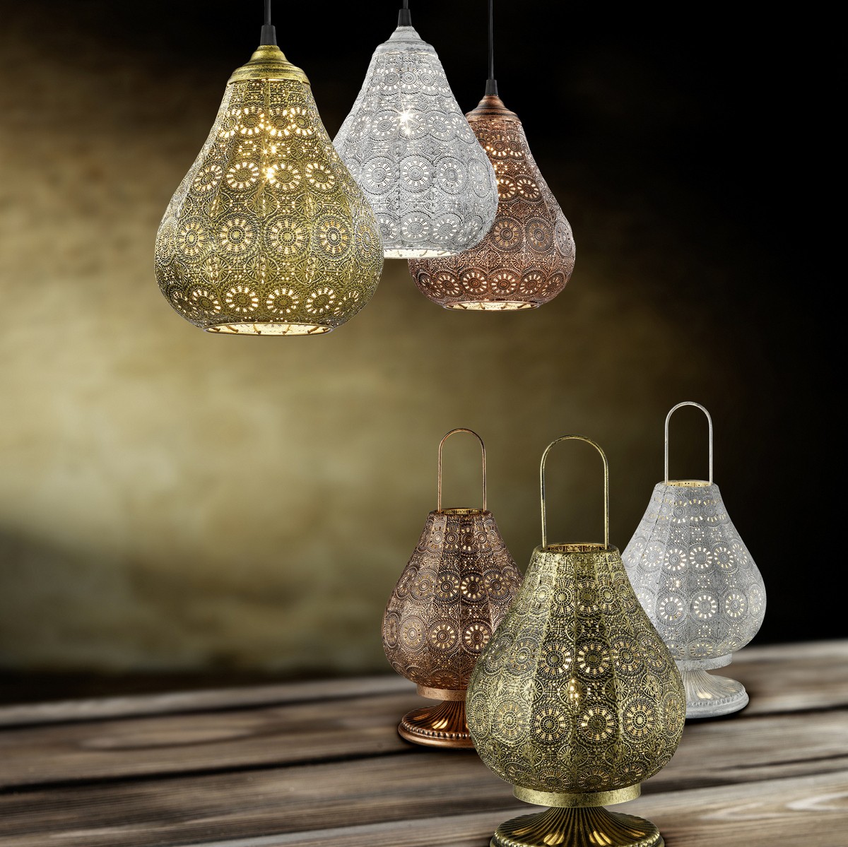 29,95 € Envio grátis | Lâmpada de mesa Trio Jasmin Ø 18 cm. Metais. Cor cobre velho