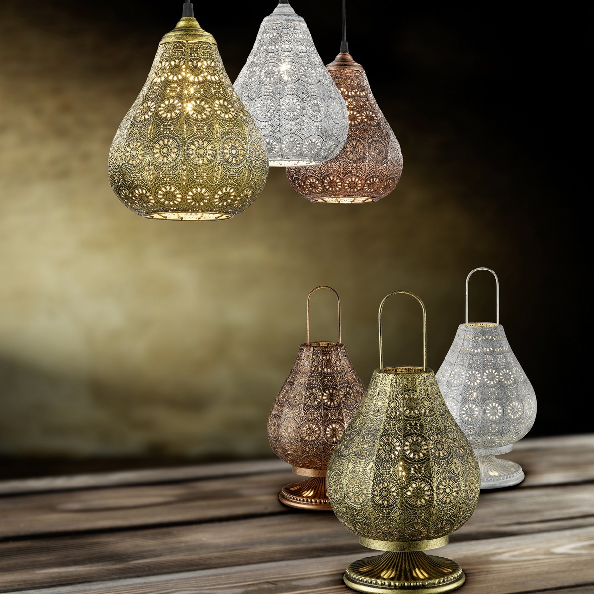 29,95 € Envio grátis | Lâmpada de mesa Trio Jasmin Ø 18 cm. Metais. Cor cobre velho
