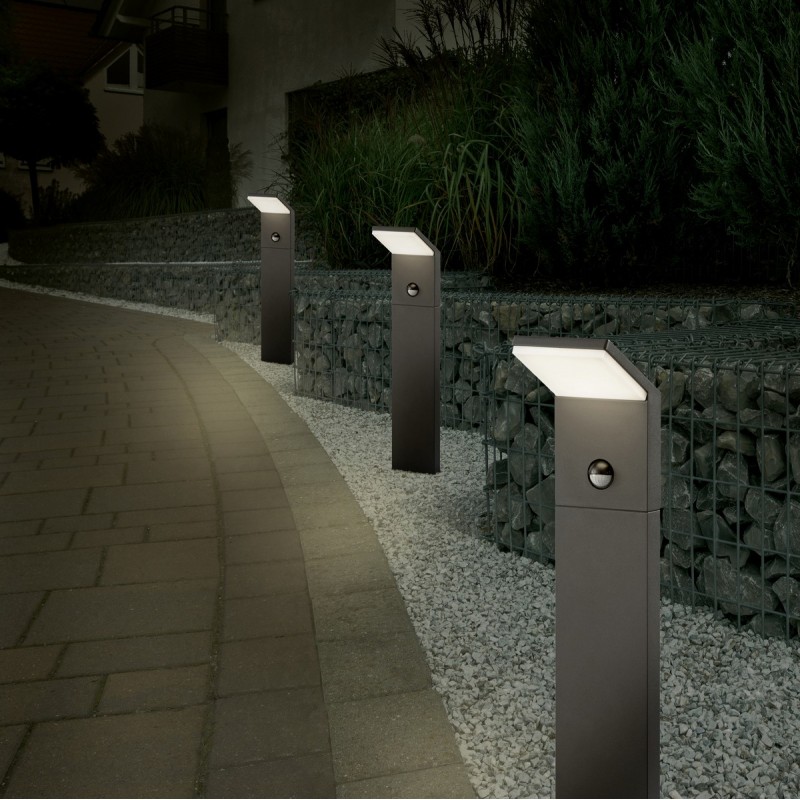 138,95 € Free Shipping | Luminous beacon Trio Pearl 9W 3000K Warm light. 50×14 cm. Vertical pole luminaire. Integrated LED. Motion sensor Terrace and garden. Modern Style. Cast aluminum. Anthracite Color