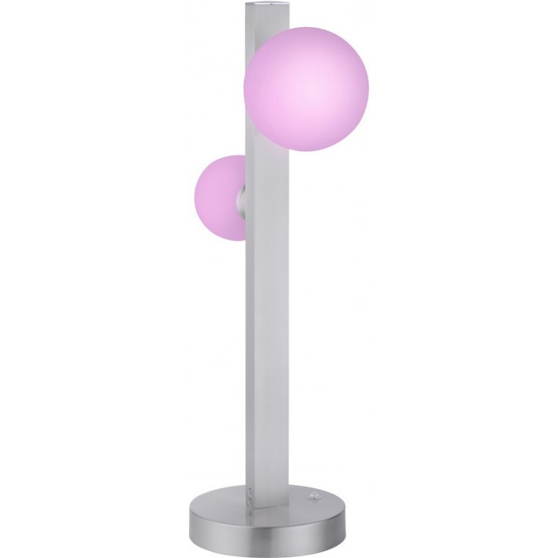 106,95 € Free Shipping | Table lamp Trio Dicapo 3W Ø 16 cm. Dimmable multicolor RGBW LED. Remote control. WiZ Compatible Living room and bedroom. Modern Style. Metal casting. Matt nickel Color