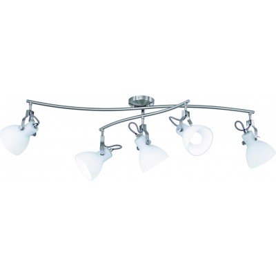 Lámpara de araña Trio Ginelli Forma Alargada 90×48 cm. Luz direccional Salón y dormitorio. Estilo moderno. Metal. Color níquel mate