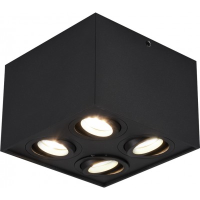 室内射灯 Trio Biscuit 18×18 cm. 定向光 客厅 和 卧室. 现代的 风格. 金属. 黑色的 颜色