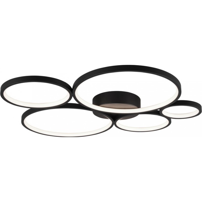 188,95 € Free Shipping | Indoor ceiling light Trio Rondo 49W 3000K Warm light. 59×53 cm. Integrated LED. Ceiling and wall mounting Living room and bedroom. Modern Style. Metal casting. Black Color