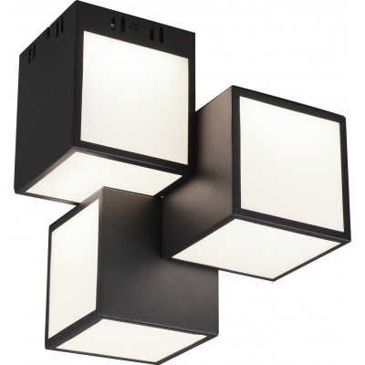 Deckenlampe Trio Oscar 8W 33×30 cm. Dimmbare mehrfarbige RGBW-LED. Fernbedienung. WiZ-kompatibel Wohnzimmer und schlafzimmer. Modern Stil. Metall. Schwarz Farbe