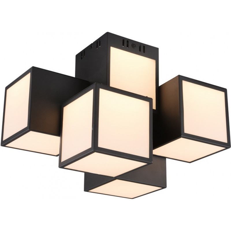 198,95 € Free Shipping | Ceiling lamp Trio Oscar 7W 45×33 cm. Dimmable multicolor RGBW LED. Remote control. WiZ Compatible Living room and bedroom. Modern Style. Metal casting. Black Color