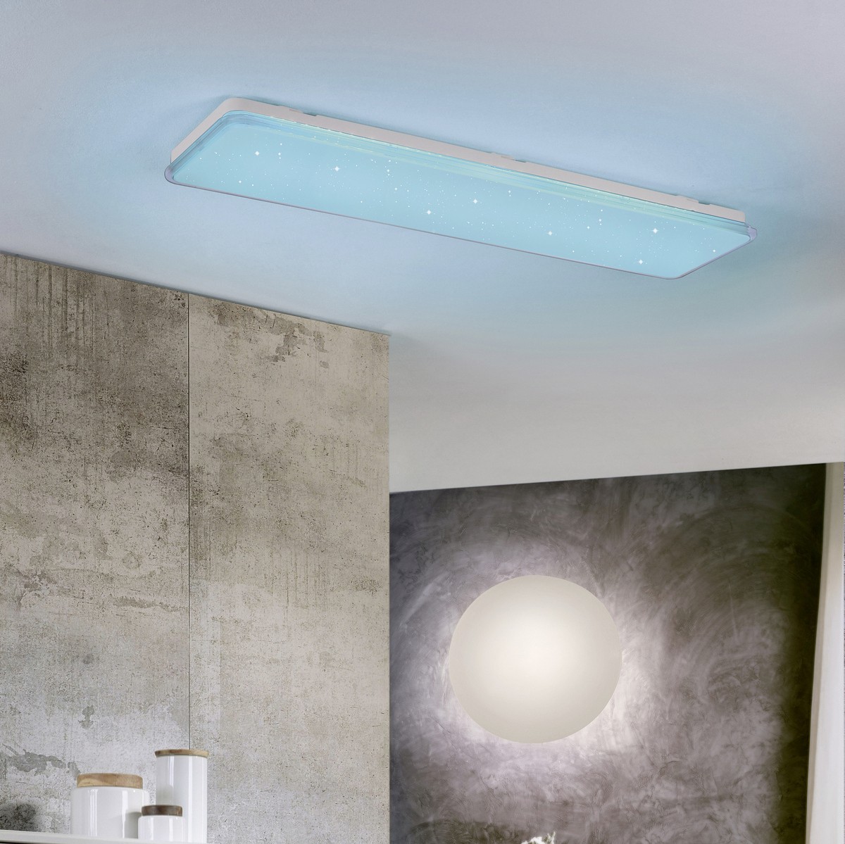179,95 € 免费送货 | 室内顶灯 Trio Imara 40W 110×30 cm. 明星效应。 可调光多色 RGBW LED。 遥控。 兼容 WiZ 塑料 和 聚碳酸酯. 白色的 颜色